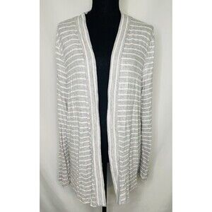 Mix by 41 Hawthorn Cardigan Gray Striped Open Front Long Sleeve Women's XXL NEW